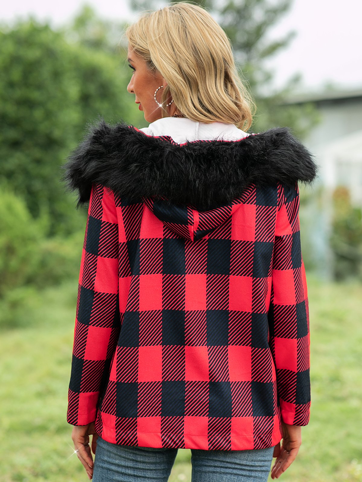 Hoodie Shift Checkered/plaid Vintage Jacket