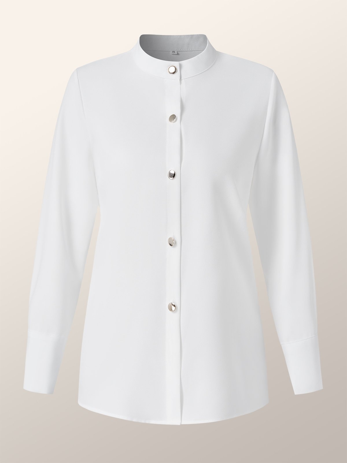 Plain Stand Collar Fit Off Shoulder Sleeve Blouses