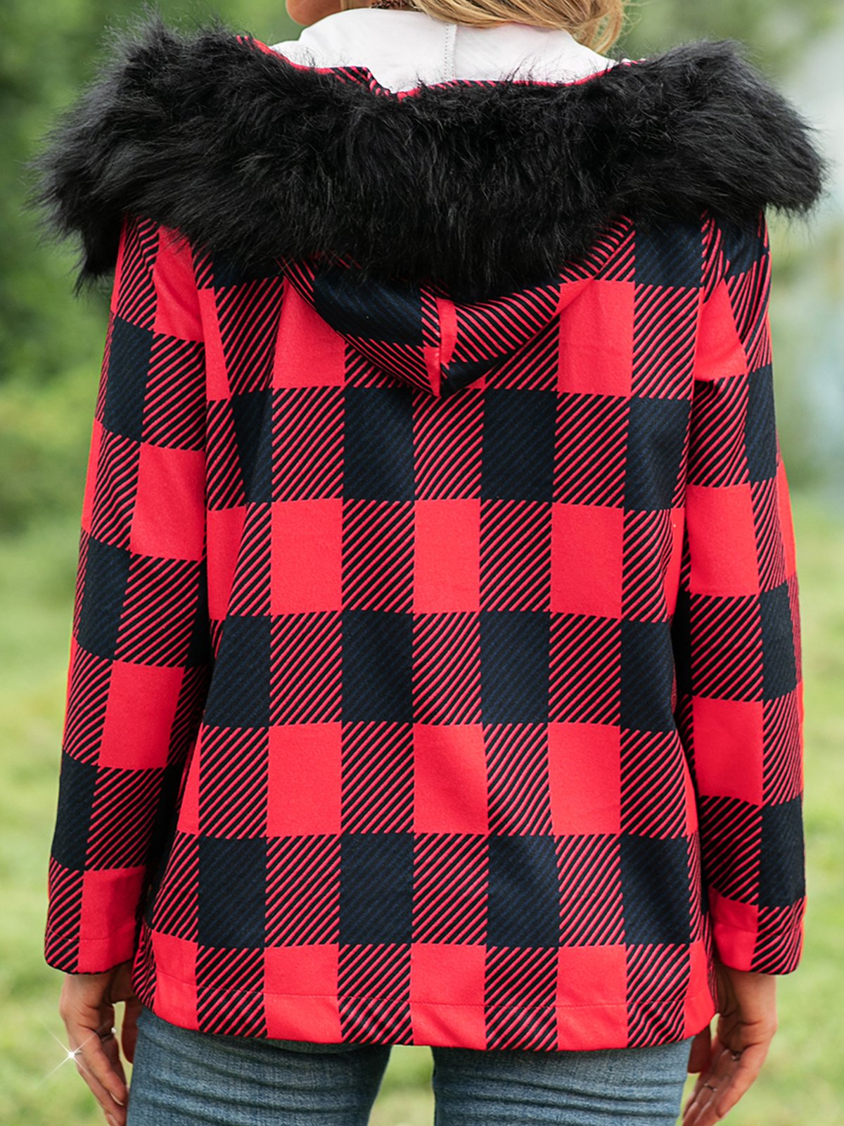 Hoodie Shift Checkered/plaid Vintage Jacket