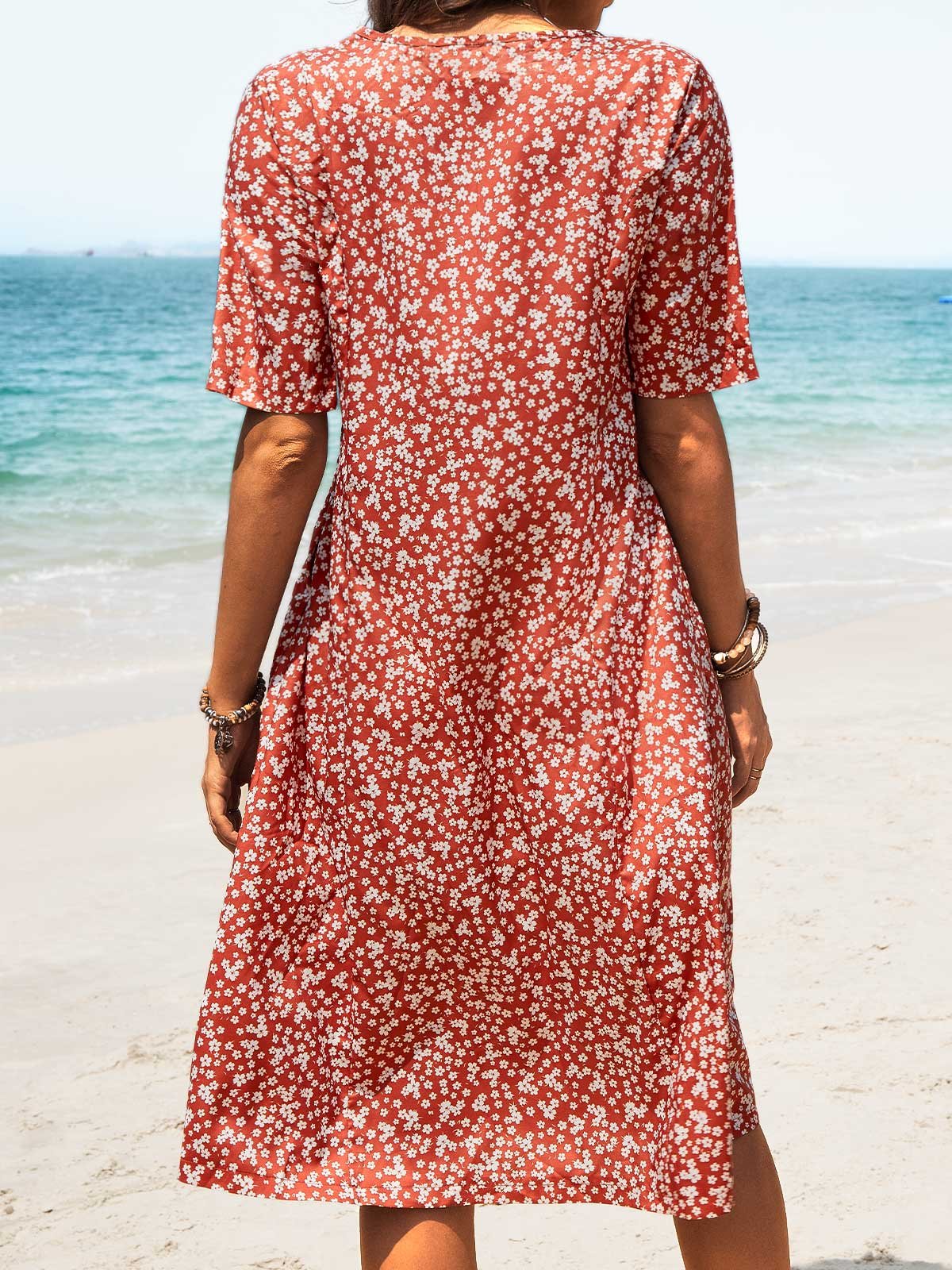 Casual Loose Floral Midi