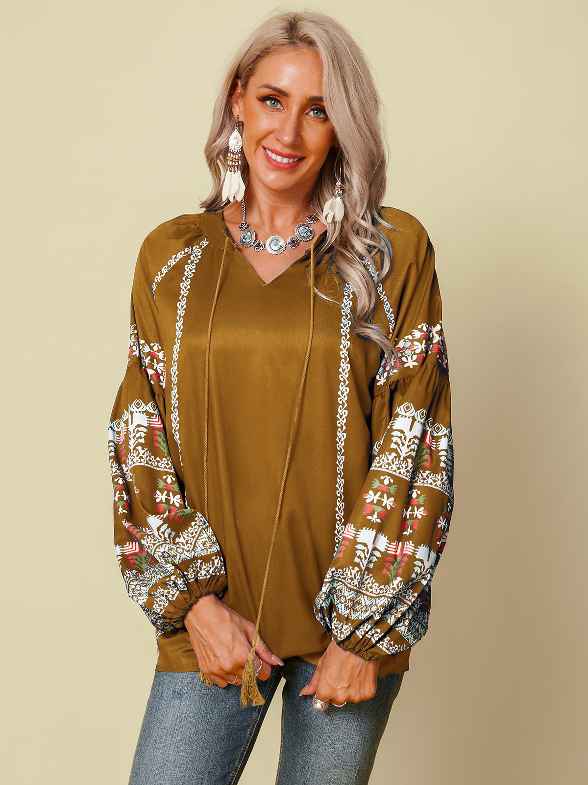 Floral Casual Loose Blouses&shirts