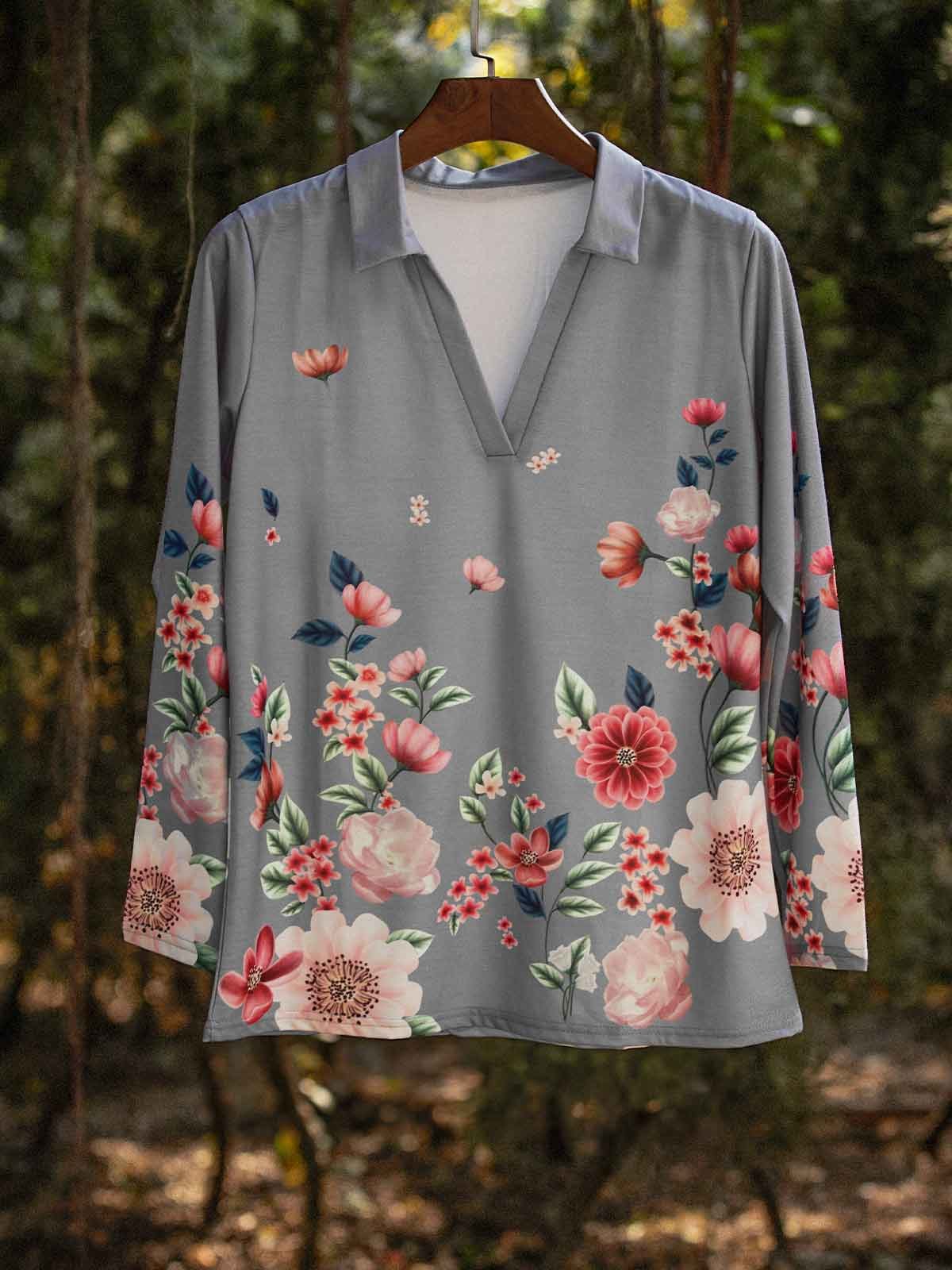 Shawl Collar Printed Simple Sweatshirt &pullover
