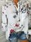Floral Long Sleeve V neck Cotton Blouses&shirts