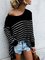 Cotton-blend Striped Casual Crew Neck T-Shirt