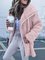 Woman Faux Fur Long Sleeve Winter Cardigans With Hoodie Coat