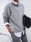 Grey Casual Round Neck Solid Cotton-Blend Tops&Sweater
