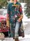Woman Plus Size Floral Casual Cotton-Blend Outerwear