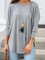 Solid 3/4 Sleeve Crew Neck Cotton-Blend Casual Shirts & Tops