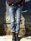 Washed Brushed Ripped Casual Denim Shift Pants