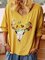 Yellow V Neck Long Sleeve Abstract Printed Shirts & Tops