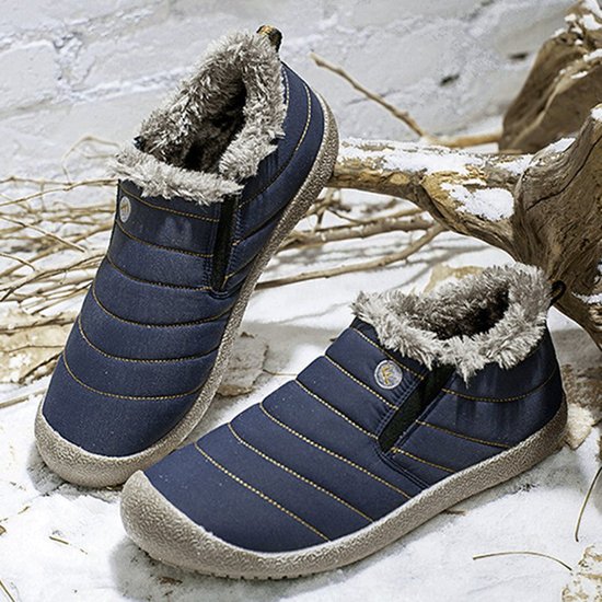 Large Size Unisex Waterproof Fur Lining Slip On Snow Boots