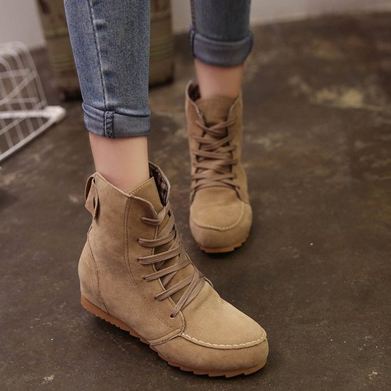 Round Toe Women Ankle Lace-Up Boots