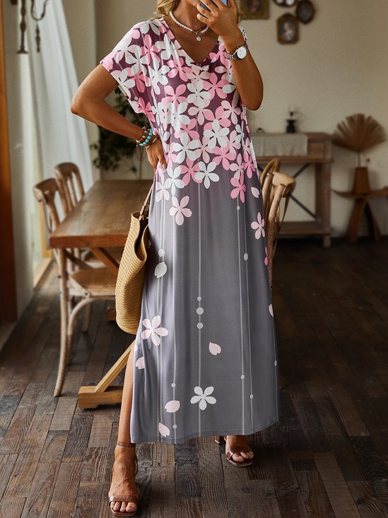 Loose Casual V Neck Maxi