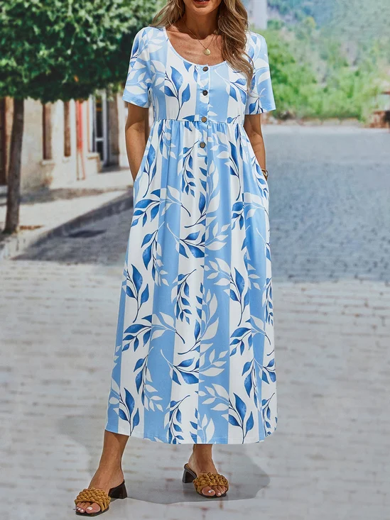 Casual Floral Short Sleeve Dress
