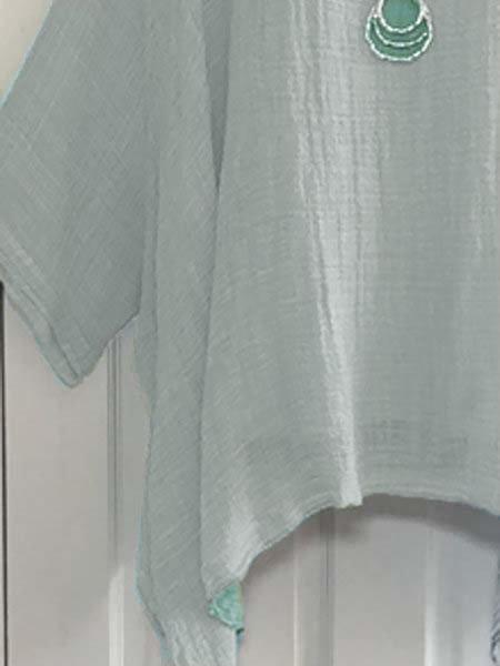 Linen Batwing Sleeve Cotton-Blend Loose Casual Top