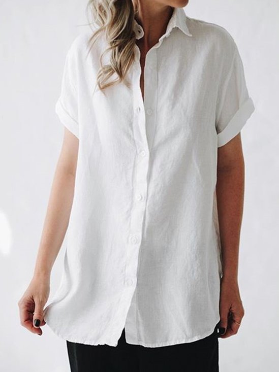 Casual Cotton-Blend Loose Shirt