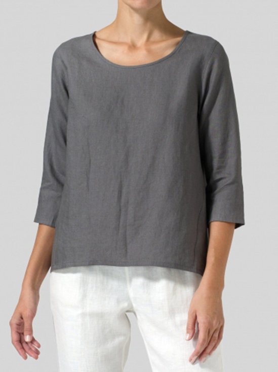 Casual Plain Crew Neck T-shirt