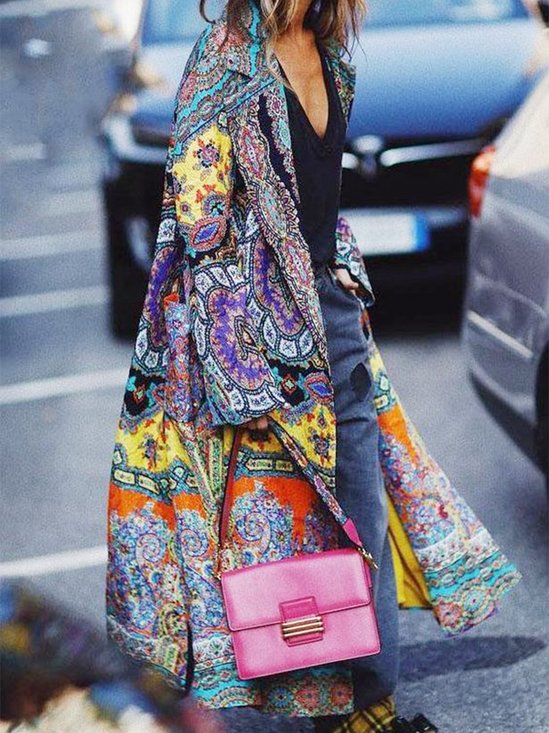 Ethnic Loose Cotton-Blend Vintage Coats
