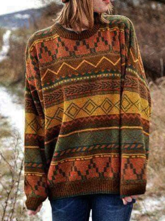Casual Geometric Long Sleeve Jumper
