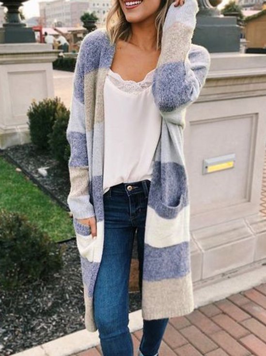 Knitted Stripes Casual Jacket