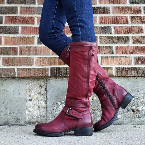 Women's Vintage Buckle Zipper Boots