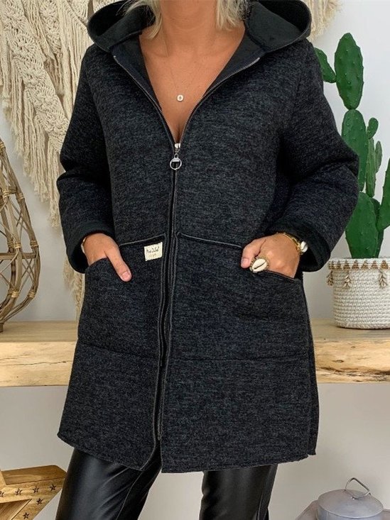 Casual Cotton-Blend Hooded Fit Coats