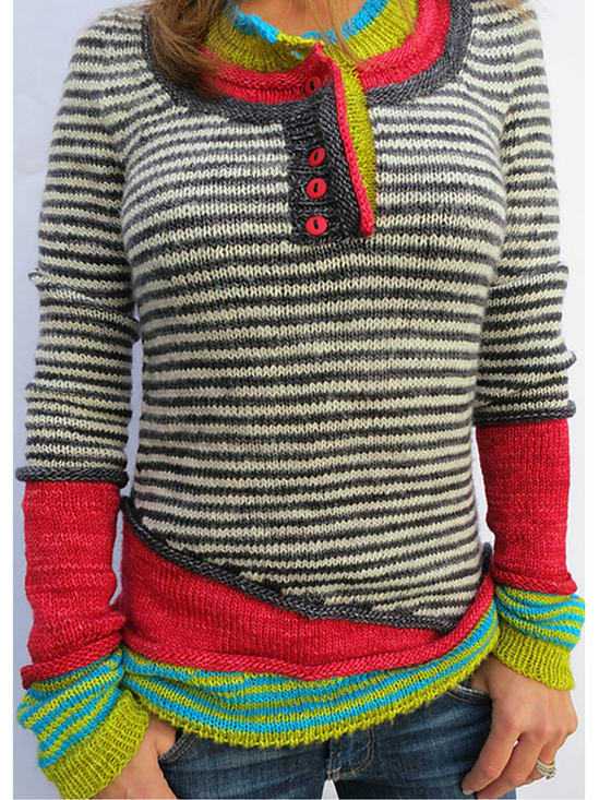 Wool-Blend Striped Casual Jumper
