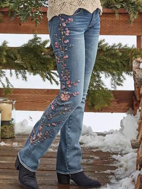 Fit Vintage Floral Denim&jeans