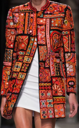 Orange Cotton-Blend Long Sleeve Graphic Jacket