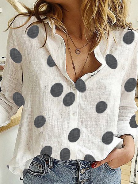 Cotton V Neck Loose Casual Blouses