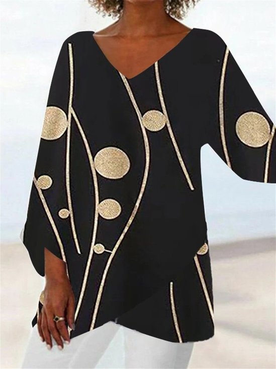 V Neck Casual Loose Blouses