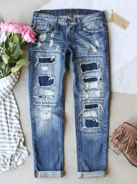 Slim Fit Casual Printed Denim&jeans