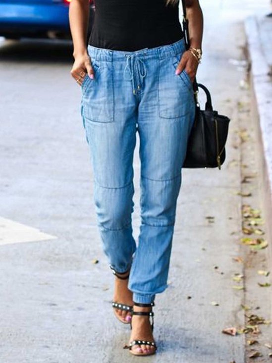 Cotton Loose Patchwork Denim&jeans
