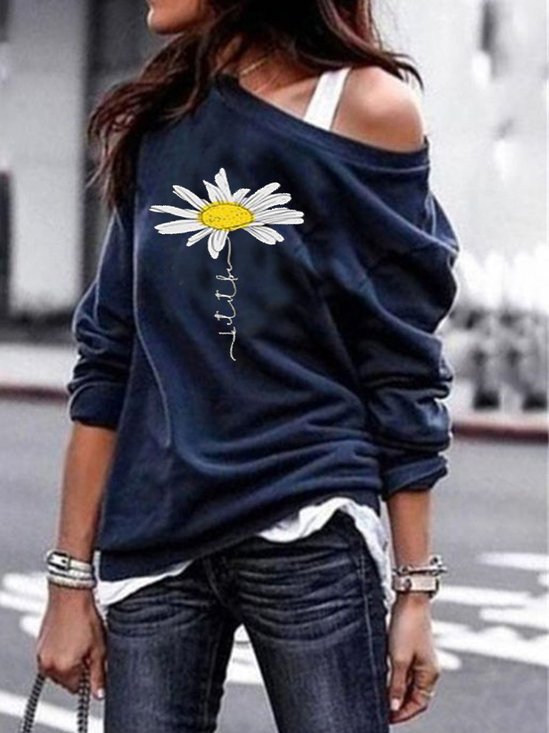 Casual Floral Crew Neck Fit Causal Top