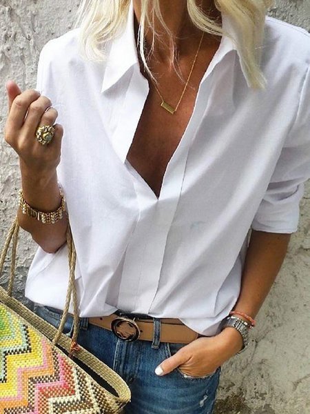 Vacation Cotton Shirt Collar Fit Shirt