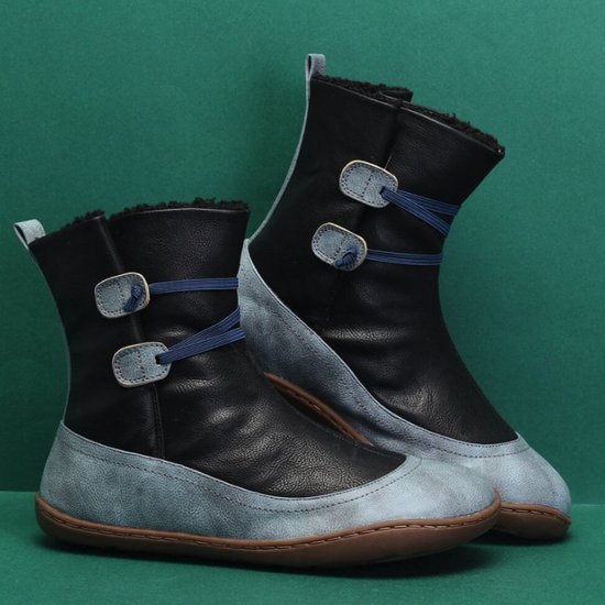 Winter Leather Flat Heel Boots