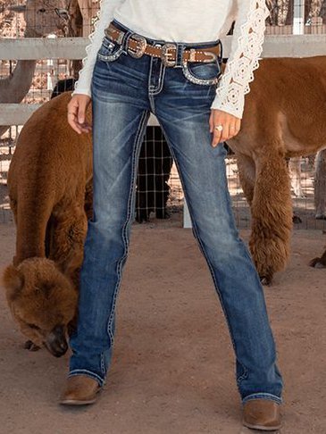 Cotton-Blend Vintage Loose Denim&jeans