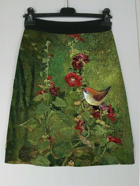 Floral Vintage Cotton-Blend Skirt
