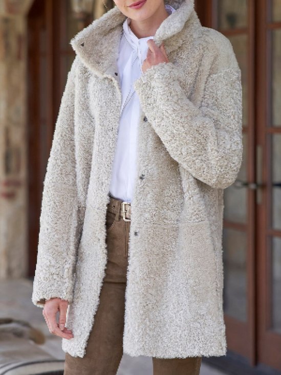 Casual Solid Long Sleeve  Pockets Jacket
