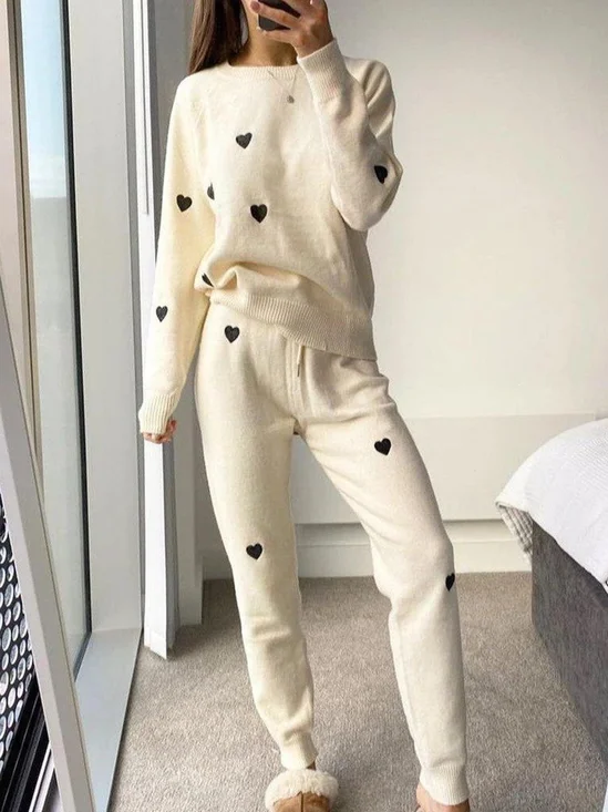 New Women Chic Plus Size Vintage Holiday Comfortable Shift Crew Neck Two-Piece Set