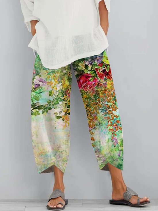 Polyester Fibre Loose Casual Trousers