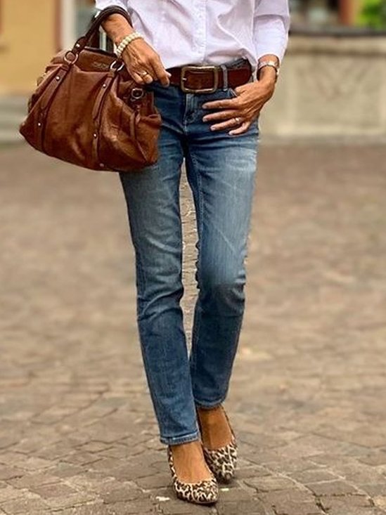 Vintage Tight Plain Denim&jeans