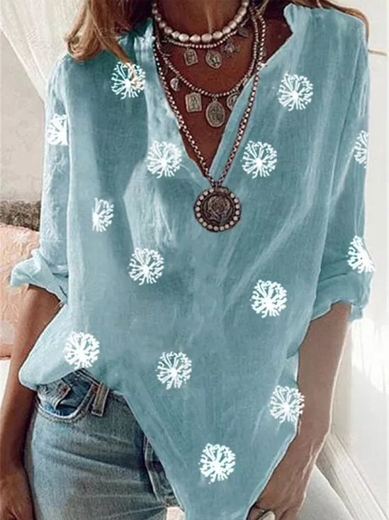 Loose Floral V Neck Casual Top