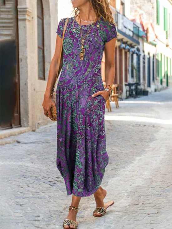 Ombre Casual Loose Jersey Maxi