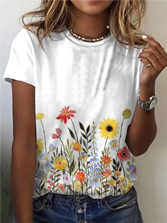 Casual Loose Cotton-Blend T-shirt