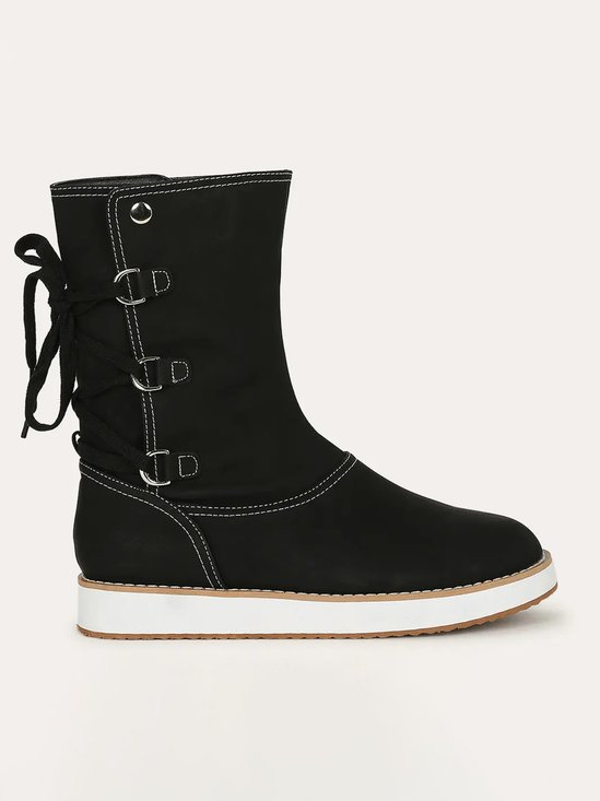 Leopard Snake Print Plain Casual Short Boots