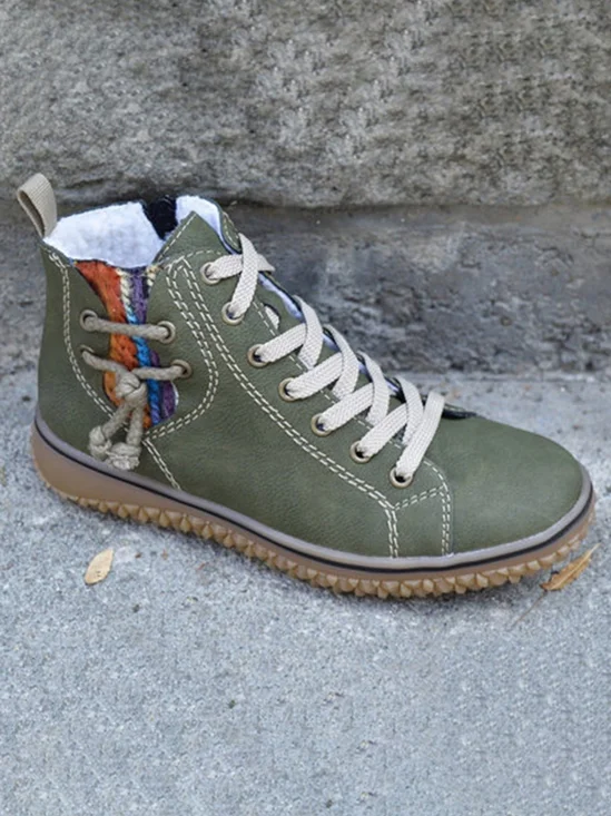 Casual Stitching Lace-up Zipper Snow Snow Snow Boots