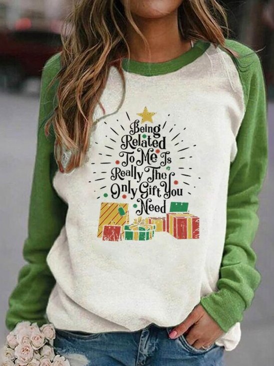 Christmas Xmas Long Sleeve Round Neck Printed Tops Sweatshirtsss