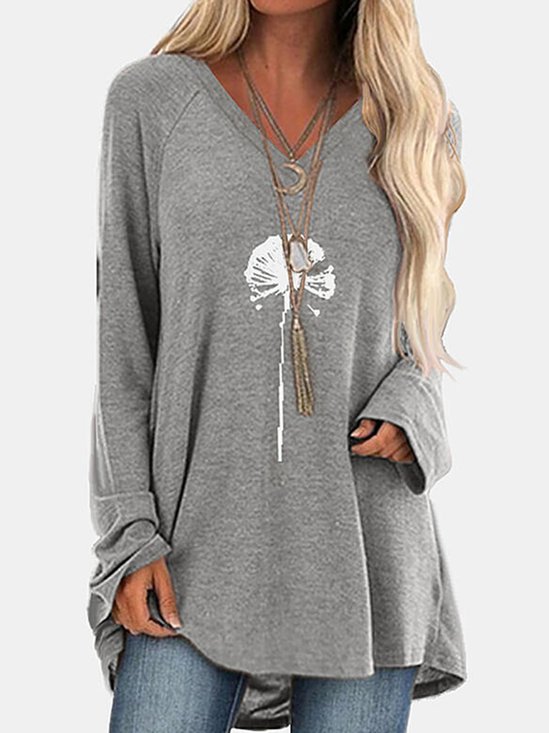 Cotton Loose V Neck T-shirt