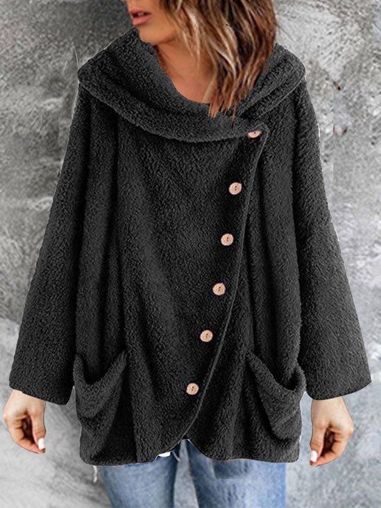 Loosen Crew Neck Cotton Blends Overcoat